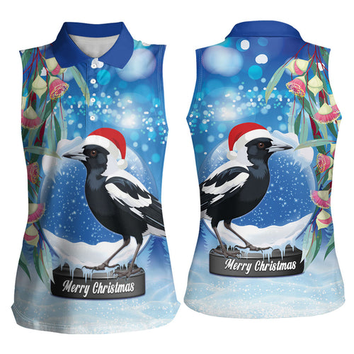 Australia Magpie Christmas In July Women Sleeveless Polo Shirt Eucalyptus Snow Globe Merry Xmas