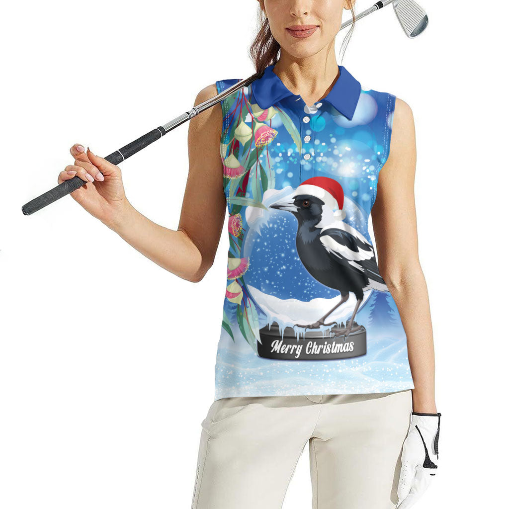 Australia Magpie Christmas In July Women Sleeveless Polo Shirt Eucalyptus Snow Globe Merry Xmas