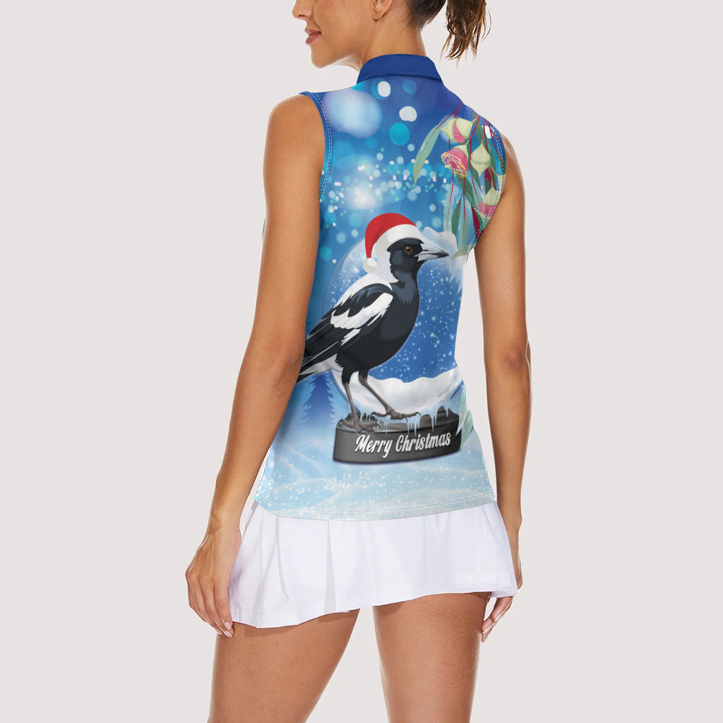 Australia Magpie Christmas In July Women Sleeveless Polo Shirt Eucalyptus Snow Globe Merry Xmas