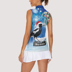 Australia Magpie Christmas In July Women Sleeveless Polo Shirt Eucalyptus Snow Globe Merry Xmas