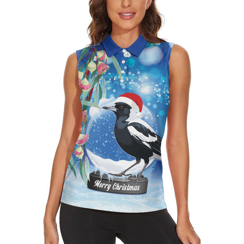 Australia Magpie Christmas In July Women Sleeveless Polo Shirt Eucalyptus Snow Globe Merry Xmas