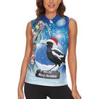 Australia Magpie Christmas In July Women Sleeveless Polo Shirt Eucalyptus Snow Globe Merry Xmas