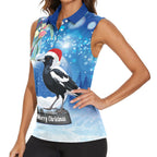 Australia Magpie Christmas In July Women Sleeveless Polo Shirt Eucalyptus Snow Globe Merry Xmas