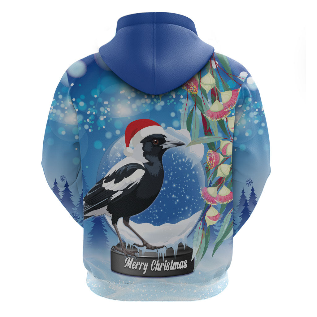 Australia Magpie Christmas In July Zip Hoodie Eucalyptus Snow Globe Merry Xmas