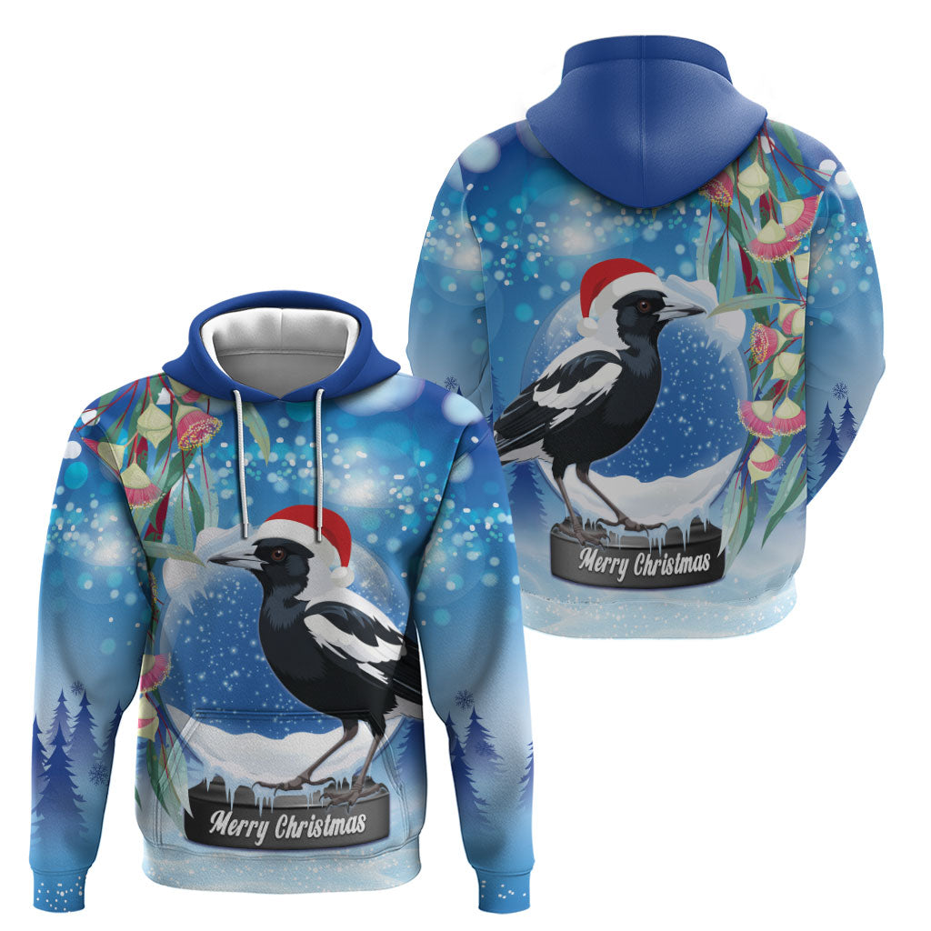 Australia Magpie Christmas In July Zip Hoodie Eucalyptus Snow Globe Merry Xmas