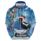 Australia Magpie Christmas In July Zip Hoodie Eucalyptus Snow Globe Merry Xmas