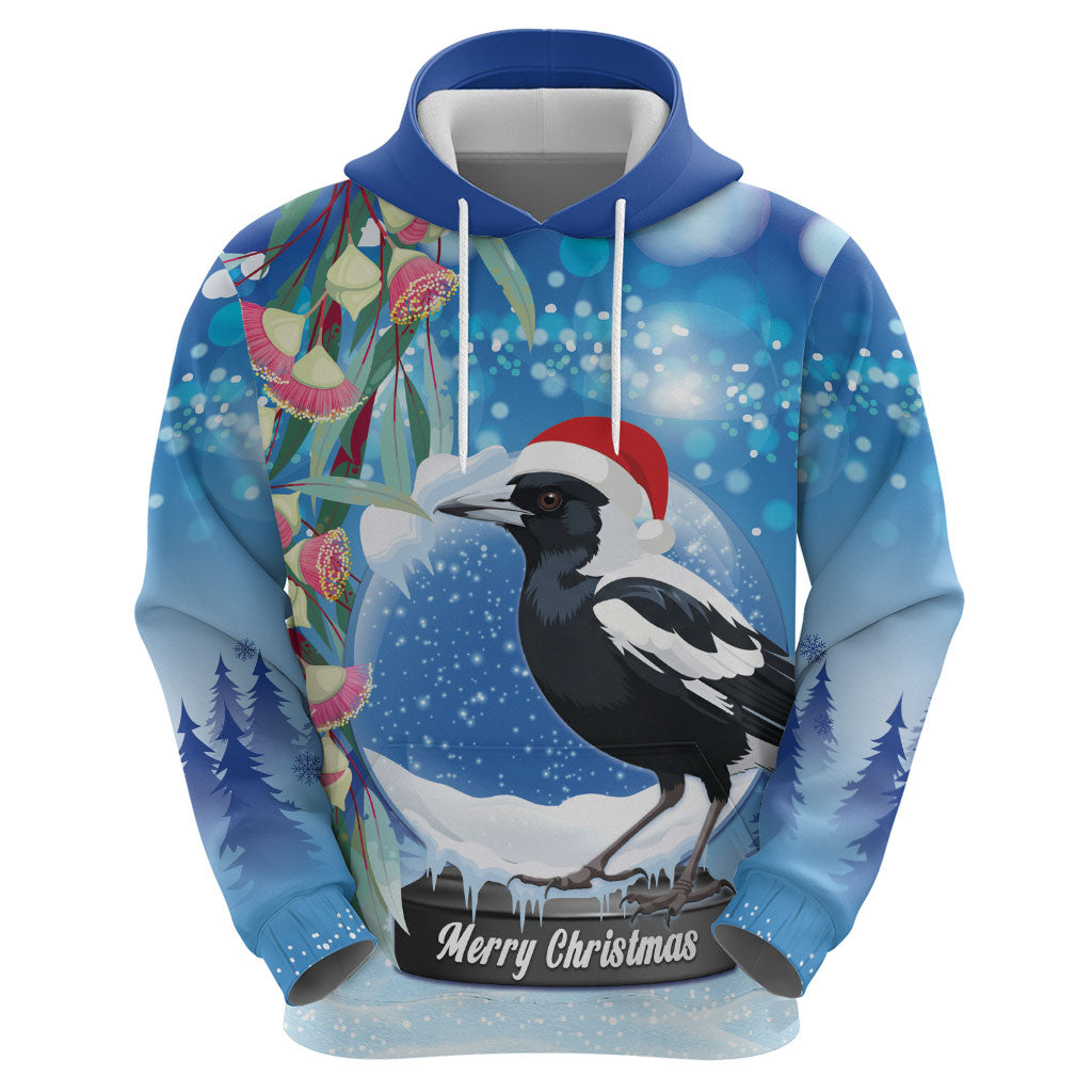 Australia Magpie Christmas In July Zip Hoodie Eucalyptus Snow Globe Merry Xmas