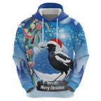 Australia Magpie Christmas In July Zip Hoodie Eucalyptus Snow Globe Merry Xmas