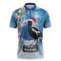 Australia Magpie Christmas In July Zipper Polo Shirt Eucalyptus Snow Globe Merry Xmas