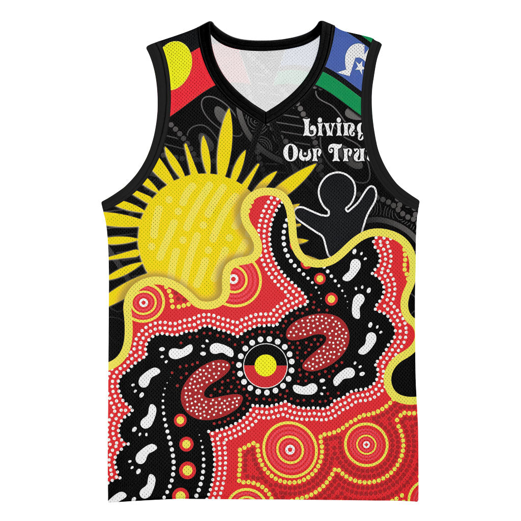 Personalised Australia Aboriginal Children's Day Basketball Jersey Living Our Truth Indigenous Pattern
