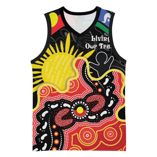Personalised Australia Aboriginal Children's Day Basketball Jersey Living Our Truth Indigenous Pattern