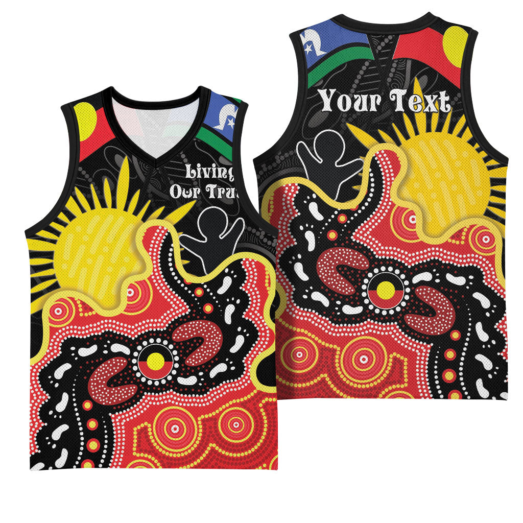 Personalised Australia Aboriginal Children's Day Basketball Jersey Living Our Truth Indigenous Pattern