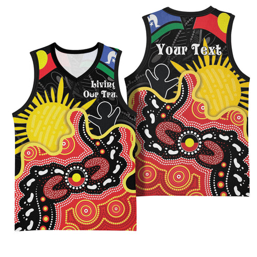 Personalised Australia Aboriginal Children's Day Basketball Jersey Living Our Truth Indigenous Pattern