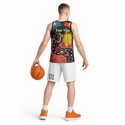 Personalised Australia Aboriginal Children's Day Basketball Jersey Living Our Truth Indigenous Pattern