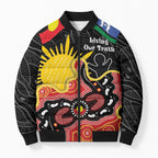 Personalised Australia Aboriginal Children's Day Bomber Puffer Jacket Living Our Truth Indigenous Pattern