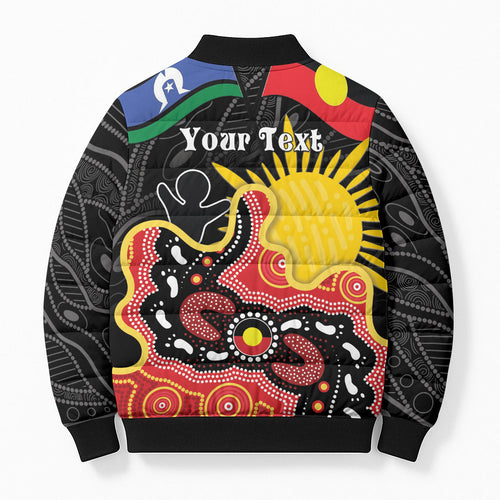 Personalised Australia Aboriginal Children's Day Bomber Puffer Jacket Living Our Truth Indigenous Pattern
