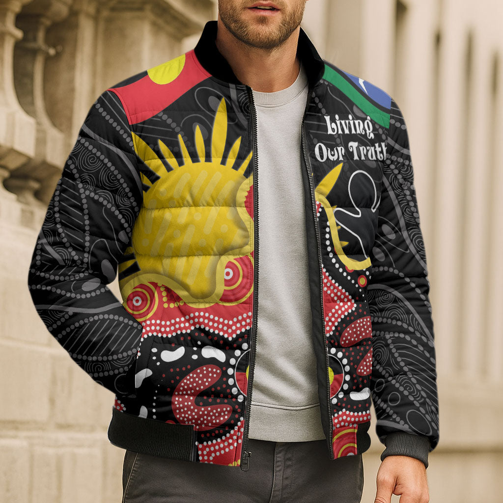 Personalised Australia Aboriginal Children's Day Bomber Puffer Jacket Living Our Truth Indigenous Pattern