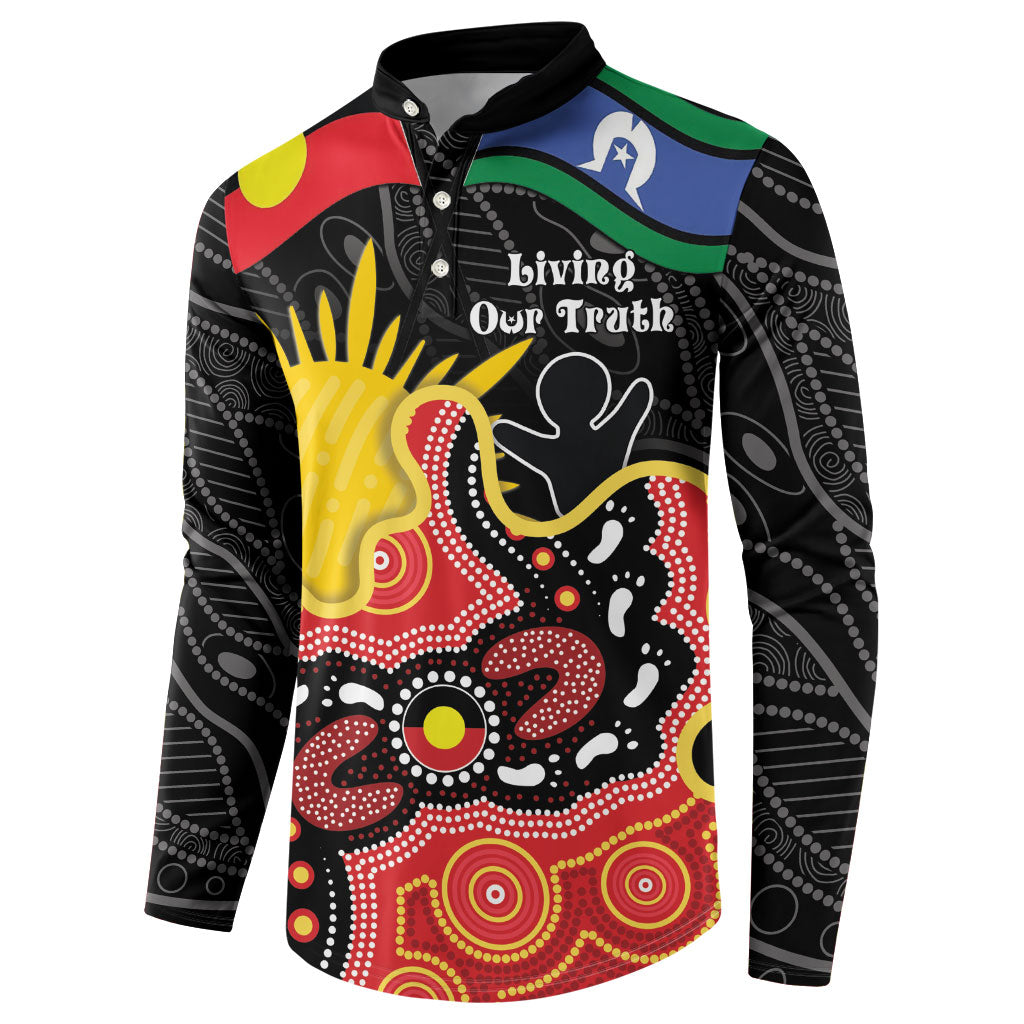 Personalised Australia Aboriginal Children's Day Button Sweatshirt Living Our Truth Indigenous Pattern