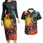 Personalised Australia Aboriginal Children's Day Couples Matching Long Sleeve Bodycon Dress and Hawaiian Shirt Living Our Truth Indigenous Pattern
