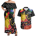 Personalised Australia Aboriginal Children's Day Couples Matching Off Shoulder Maxi Dress and Hawaiian Shirt Living Our Truth Indigenous Pattern