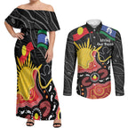 Personalised Australia Aboriginal Children's Day Couples Matching Off Shoulder Maxi Dress and Long Sleeve Button Shirt Living Our Truth Indigenous Pattern
