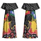 Personalised Australia Aboriginal Children's Day Couples Matching Off Shoulder Maxi Dress and Long Sleeve Button Shirt Living Our Truth Indigenous Pattern