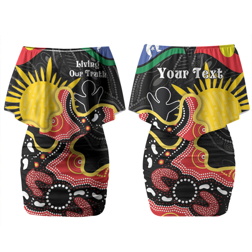 Personalised Australia Aboriginal Children's Day Couples Matching Off Shoulder Short Dress and Hawaiian Shirt Living Our Truth Indigenous Pattern