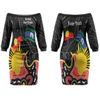 Personalised Australia Aboriginal Children's Day Couples Matching Off The Shoulder Long Sleeve Dress and Long Sleeve Button Shirt Living Our Truth Indigenous Pattern
