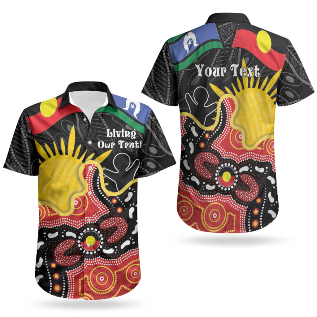 Personalised Australia Aboriginal Children's Day Couples Matching Puletasi and Hawaiian Shirt Living Our Truth Indigenous Pattern