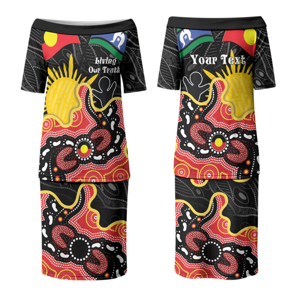 Personalised Australia Aboriginal Children's Day Couples Matching Puletasi and Hawaiian Shirt Living Our Truth Indigenous Pattern