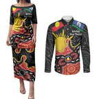 Personalised Australia Aboriginal Children's Day Couples Matching Puletasi and Long Sleeve Button Shirt Living Our Truth Indigenous Pattern