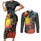 Personalised Australia Aboriginal Children's Day Couples Matching Short Sleeve Bodycon Dress and Long Sleeve Button Shirt Living Our Truth Indigenous Pattern