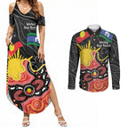 Personalised Australia Aboriginal Children's Day Couples Matching Summer Maxi Dress and Long Sleeve Button Shirt Living Our Truth Indigenous Pattern