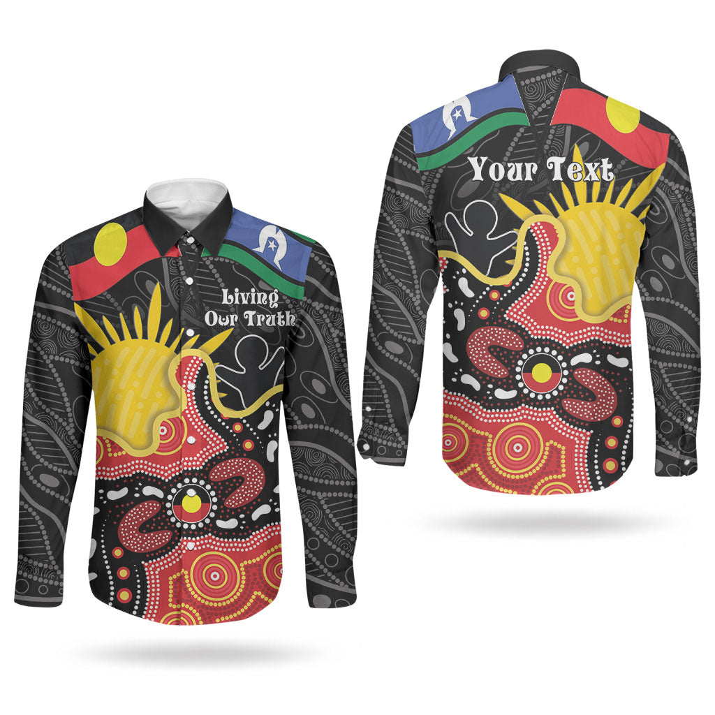 Personalised Australia Aboriginal Children's Day Couples Matching Summer Maxi Dress and Long Sleeve Button Shirt Living Our Truth Indigenous Pattern