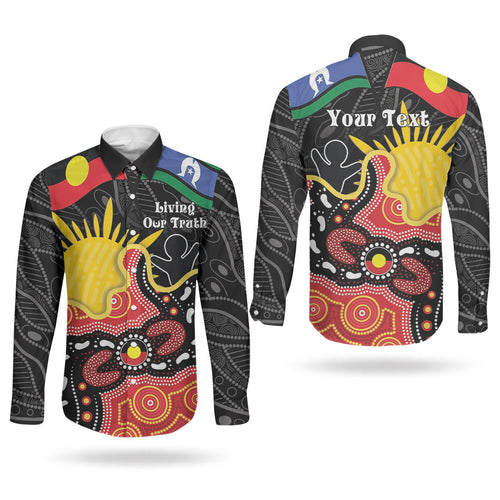 Personalised Australia Aboriginal Children's Day Couples Matching Summer Maxi Dress and Long Sleeve Button Shirt Living Our Truth Indigenous Pattern