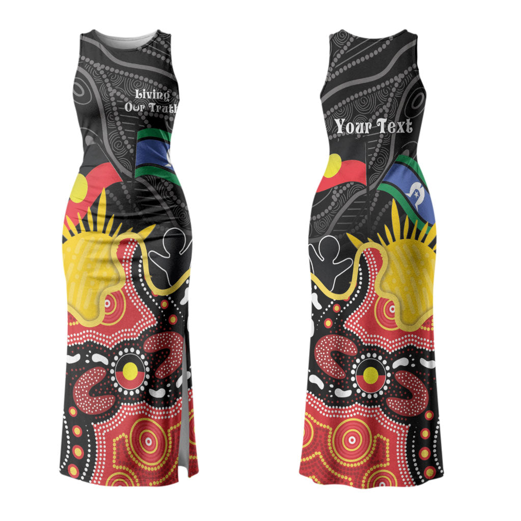 Personalised Australia Aboriginal Children's Day Couples Matching Tank Maxi Dress and Long Sleeve Button Shirt Living Our Truth Indigenous Pattern
