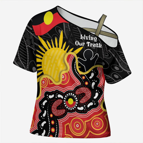 Personalised Australia Aboriginal Children's Day Cross Shoulder Shirt Living Our Truth Indigenous Pattern