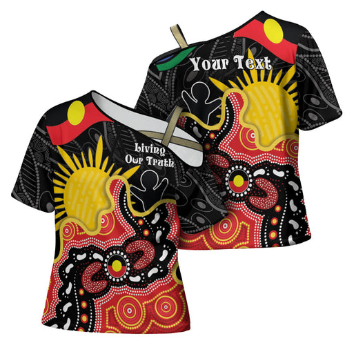 Personalised Australia Aboriginal Children's Day Cross Shoulder Shirt Living Our Truth Indigenous Pattern