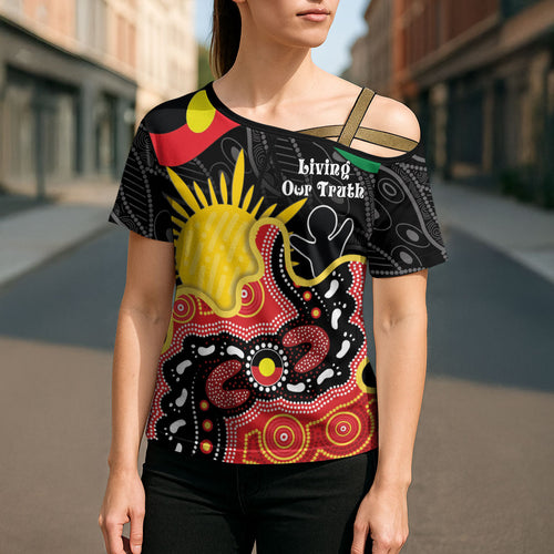 Personalised Australia Aboriginal Children's Day Cross Shoulder Shirt Living Our Truth Indigenous Pattern