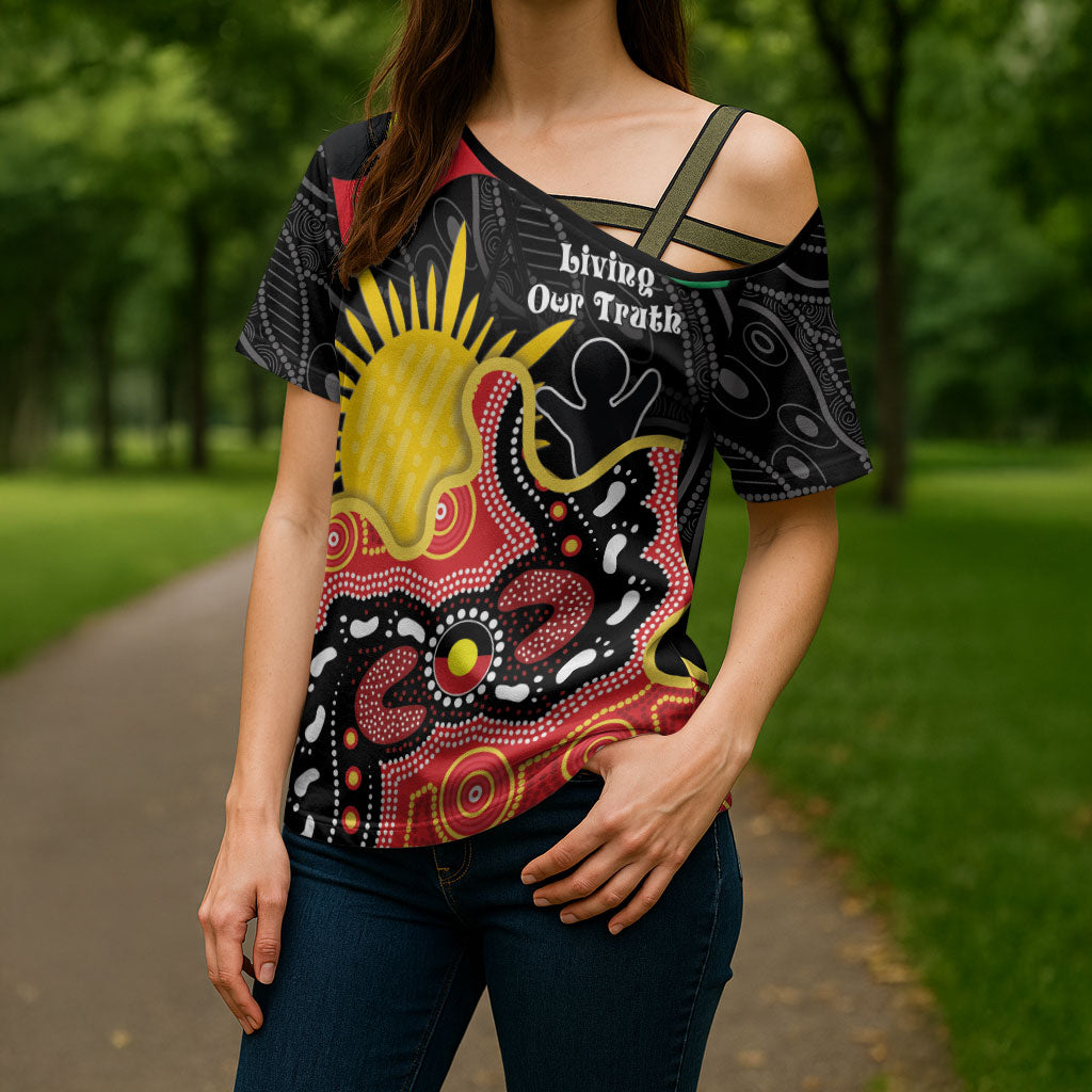 Personalised Australia Aboriginal Children's Day Cross Shoulder Shirt Living Our Truth Indigenous Pattern