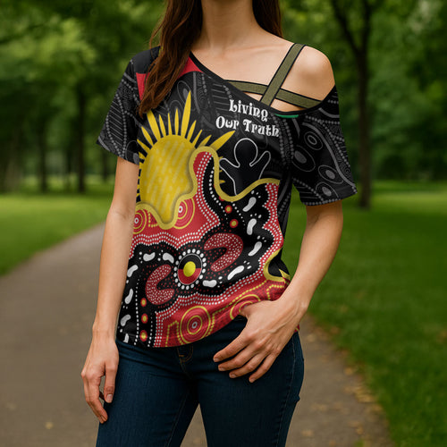 Personalised Australia Aboriginal Children's Day Cross Shoulder Shirt Living Our Truth Indigenous Pattern