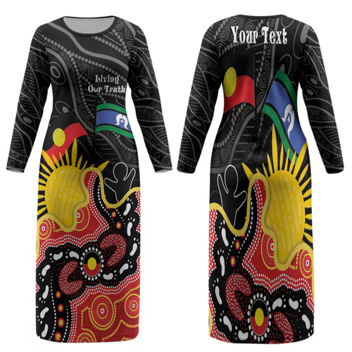 Personalised Australia Aboriginal Children's Day Family Matching Long Sleeve Bodycon Dress and Hawaiian Shirt Living Our Truth Indigenous Pattern