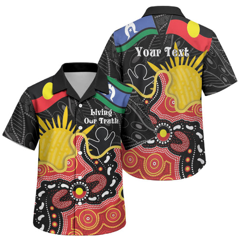 Personalised Australia Aboriginal Children's Day Family Matching Long Sleeve Bodycon Dress and Hawaiian Shirt Living Our Truth Indigenous Pattern
