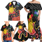 Personalised Australia Aboriginal Children's Day Family Matching Off Shoulder Maxi Dress and Hawaiian Shirt Living Our Truth Indigenous Pattern
