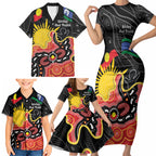Personalised Australia Aboriginal Children's Day Family Matching Short Sleeve Bodycon Dress and Hawaiian Shirt Living Our Truth Indigenous Pattern