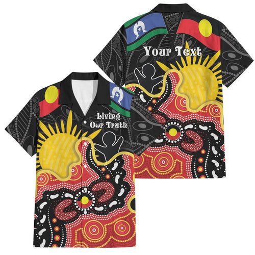 Personalised Australia Aboriginal Children's Day Family Matching Short Sleeve Bodycon Dress and Hawaiian Shirt Living Our Truth Indigenous Pattern