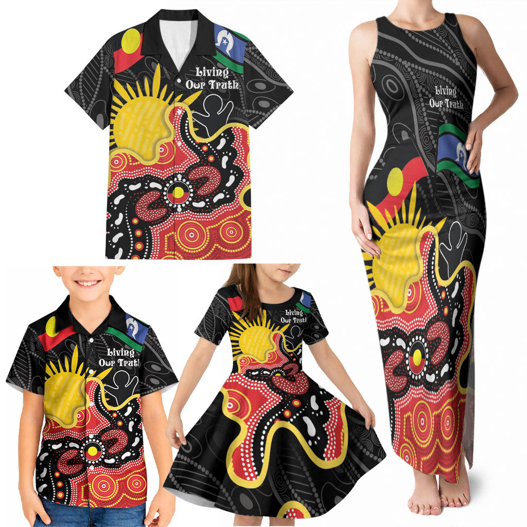 Personalised Australia Aboriginal Children's Day Family Matching Tank Maxi Dress and Hawaiian Shirt Living Our Truth Indigenous Pattern
