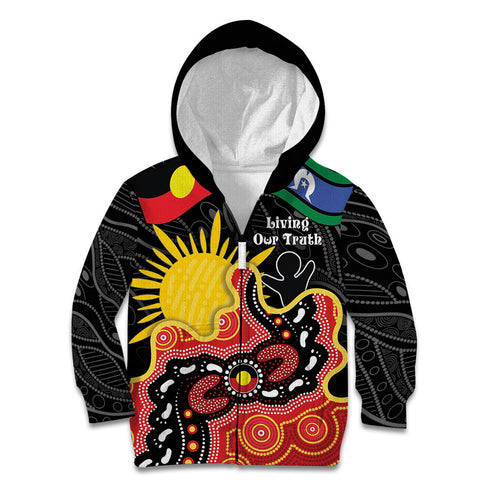 Personalised Australia Aboriginal Children's Day Kid Hoodie Living Our Truth Indigenous Pattern