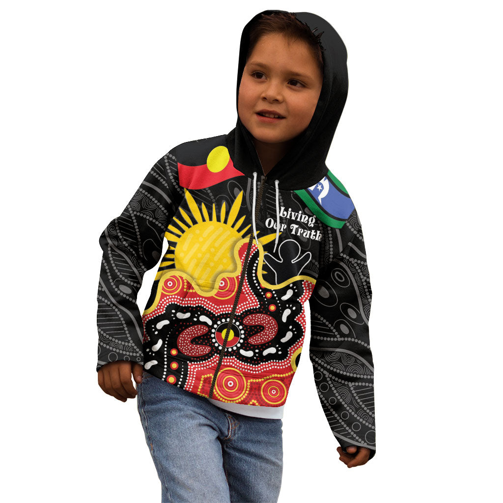 Personalised Australia Aboriginal Children's Day Kid Hoodie Living Our Truth Indigenous Pattern