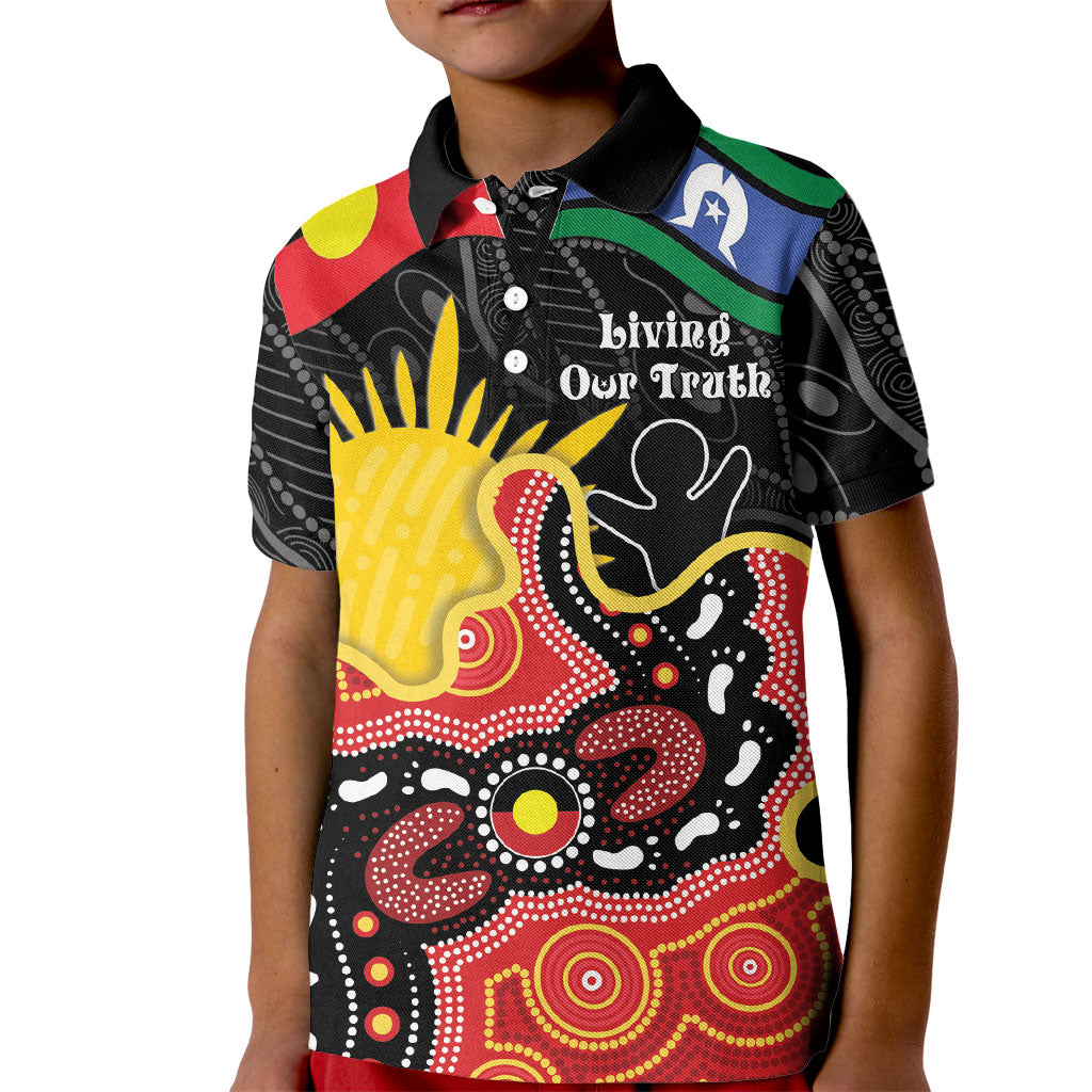 Personalised Australia Aboriginal Children's Day Kid Polo Shirt Living Our Truth Indigenous Pattern